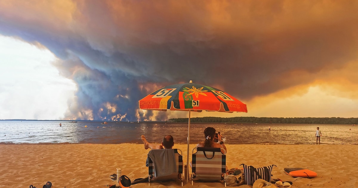 “Aurait-on agi autrement?”: la photo d’un couple sur la plage face aux flammes fait le tour du monde