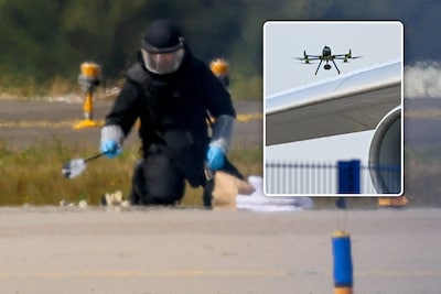 Bus driver pins down explosive-laden drone heading toward aircraft.
