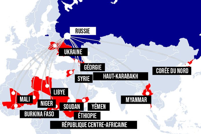 La Russie du président Vladimir Poutine a participé à 14 guerres différentes lors de l’année écoulée.