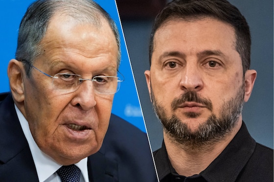 Sergueï Lavrov, chef de la diplomatie russe, et Volodymyr Zelensky