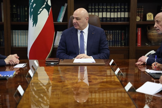 Le président libanais Joseph Aoun, le 8 avril 2026 à Beyrouth.
