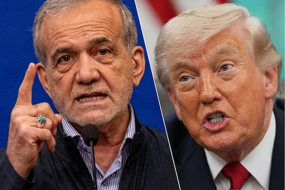 Le président iranien Massoud Pezeshkian et Donald Trump