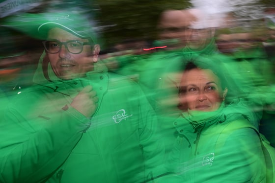 Marie-Hélène Ska, la secrétaire générale de la CSC (à droite).