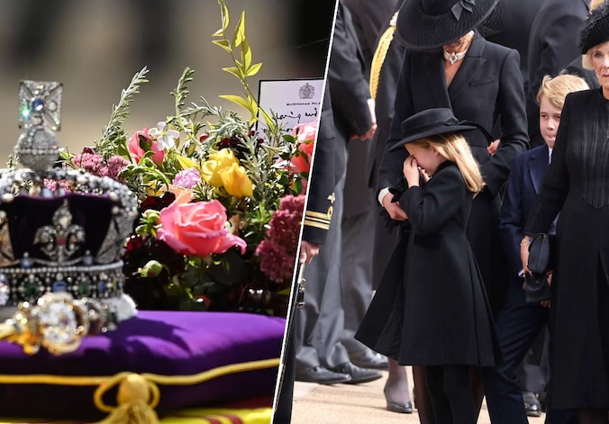 La princesse Charlotte en larmes aux funérailles de son arrière-grand ...